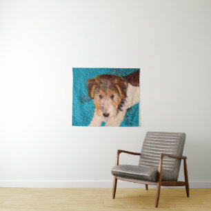 Tapete De Parede Fox Terrier Puppy Painting - Arte Original De Cão