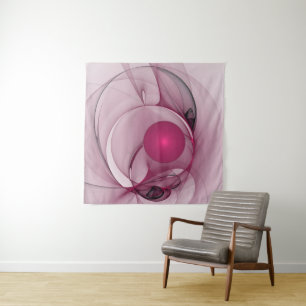 Tapete De Parede Fractal Sinuoso, Arte Abstrato Moderno Rosa Berry