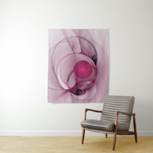 Tapete De Parede Fractal Sinuoso, Arte Abstrato Moderno Rosa Berry