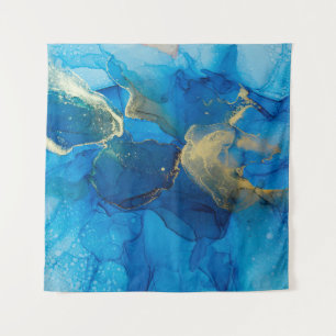 Tapete De Parede fragmento abstrato azul e dourado de fundo colorid