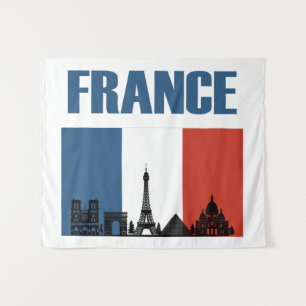 Tapete De Parede França Viagem - Paris City Skyline French Flag