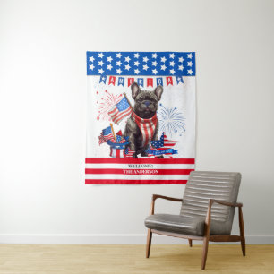 Tapete De Parede Francês Bulldog Feliz 4 De Julho, América Patrióti