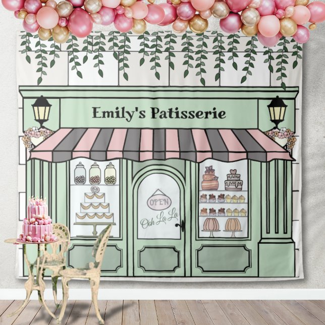 Tapete De Parede French Paris Bakery Cafe Patisserie Backdrop (French Parisian Cafe backdrop)