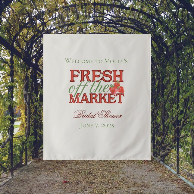 Tapete De Parede Fresco do mercado - Bridal Moderna Personalizada (Fresh Off the Market banner with modern serif font – perfect for engagement or bridal celebrations!)