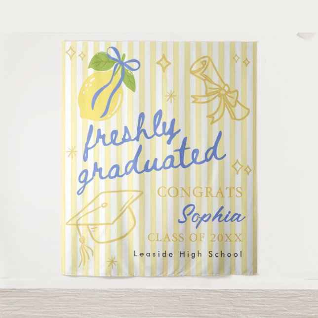 Tapete De Parede Freshly Graduated Lemon Blue Bow Graduation (Frente)