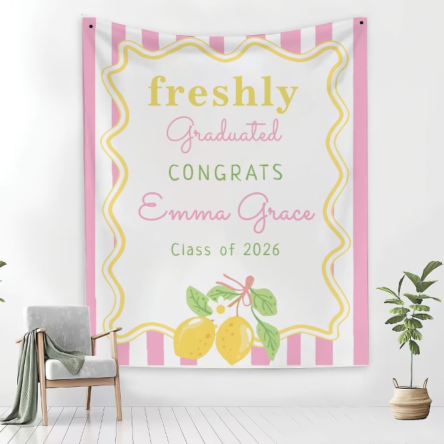 Tapete De Parede Freshly Graduated Lemon Pink Stripes Graduation (Criador carregado)