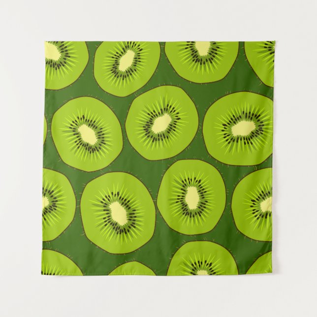 Tapete De Parede Fruta de Kiwi: verde escuro. (Frente)