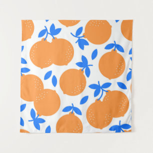 Tapete De Parede Fruta Laranja: Padrão Infinito De Balança Azul.