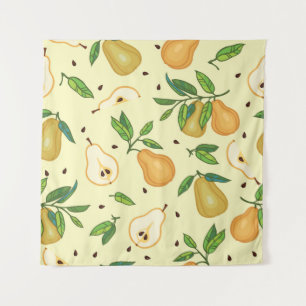 Tapete De Parede Frutas Amarelas: Ilustração Vintage.