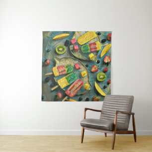 Tapete De Parede Frutas de picolés de sorvete coloridas