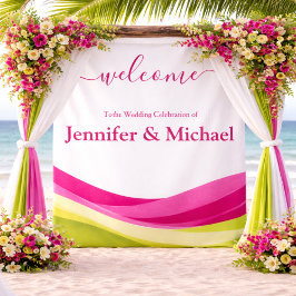 Tapete De Parede Fuchsia and Lime Green Wedding Sign