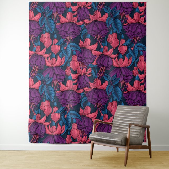 Tapete De Parede Fúcsia em azul e roxo (In Situ)