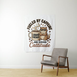 Tapete De Parede Fueled by Caffeine and Serious Cattitude Funny Cat