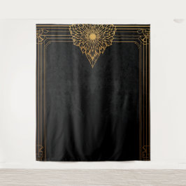 Tapete De Parede Fundo Art Déco Preto e Dourado