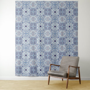 Tapete De Parede Fundo azulejos azul português