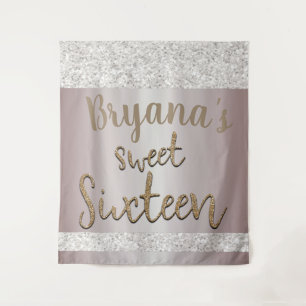 Tapete De Parede Fundo Branco Brilho Glitter Blush Rosa Doce 16 Ano