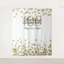 Tapete De Parede Fundo de 100º Aniversário Dourado Branco Confete