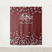 Fundo de 18º Aniversário Prata Burgundy Confetes
