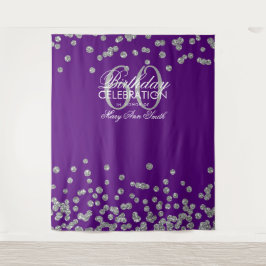 Tapete De Parede Fundo de 60º Aniversário Confetes Prata Roxo