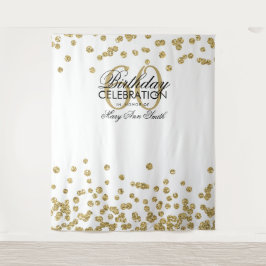 Tapete De Parede Fundo de 60º Aniversário Dourado Branco Confetes
