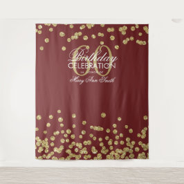 Tapete De Parede Fundo de 60º Aniversário Dourado Burgundy Confetes