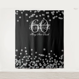 Tapete De Parede Fundo de 60º Aniversário Prata Preto Confetes