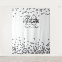 Fundo de 70º Aniversário Confetes Prata Branco