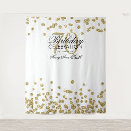 Tapete De Parede Fundo de 70º Aniversário Dourado Branco Confetes