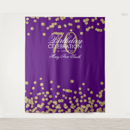 Tapete De Parede Fundo de 70º Aniversário Dourado Roxo Confetes