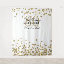 Tapete De Parede Fundo de 80º Aniversário Dourado Branco Confetes