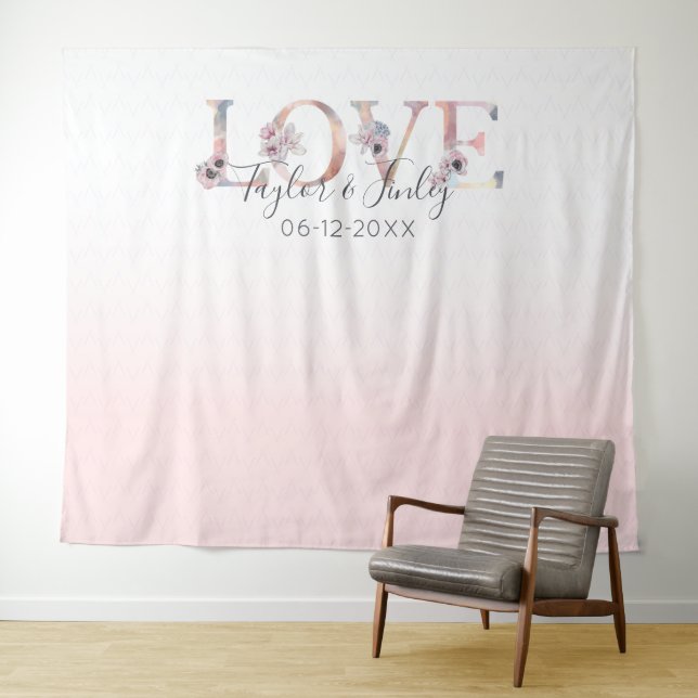 Tapete De Parede Fundo de Amor para Selfie com Gradiente Rosa Casam (In Situ (Horizontal))