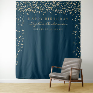 Tapete De Parede Fundo de Aniversário Confete Glam Gold Qualquer Id