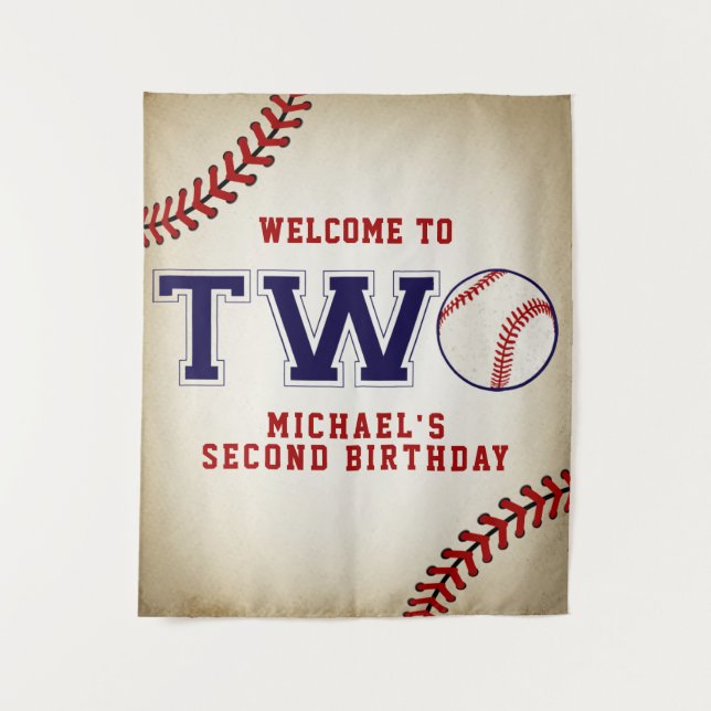 Tapete De Parede Fundo de Aniversário de Segunda Idade de Beisebol (Frente)