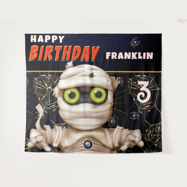 Tapete De Parede Fundo de Aniversário Infantil Tema Monstro (Frente (Horizontal))