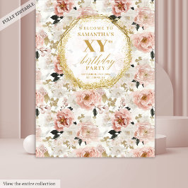 Tapete De Parede Fundo de aniversário rosa empoeirado elegante com