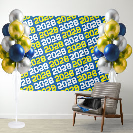 Tapete De Parede Fundo de Ano de Turma de Formatura Azul e Amarelo