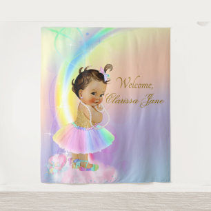 Tapete De Parede Fundo de Banner de Chuvada de Bebê Menina Étnica