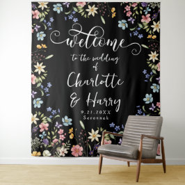 Tapete De Parede Fundo de Boas-Vindas do Casamento Negro Moderno