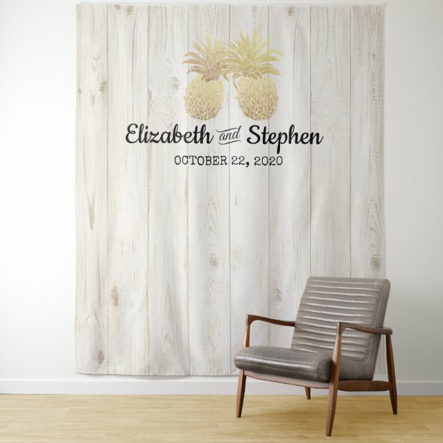 Tapete De Parede Fundo de Booth de Foto de Casamento Abacaxi Dourad (In Situ)