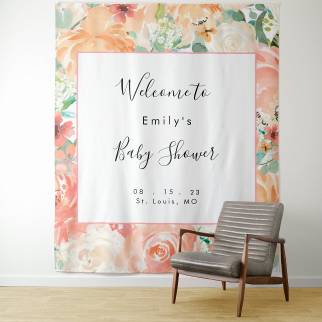 Tapete De Parede Fundo de cabine de fotos de chuveiro de bebê com t (In Situ)