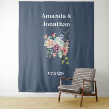 Fundo de Casamento Azul de Marinho Minimalista Ele