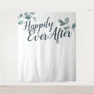Tapete De Parede Fundo de casamento Blue Eucalyptus Happily Ever