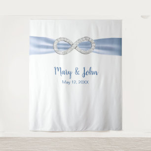 Tapete De Parede Fundo de casamento Blue Ribbon Diamond Infinity