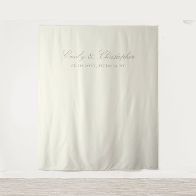 Tapete De Parede Fundo de Casamento Clássico Marfim Elegante (Frente)