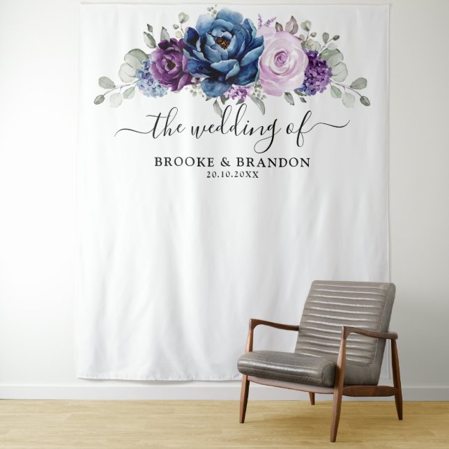 Tapete De Parede Fundo de casamento com flores de lilás roxo azul e (In Situ)