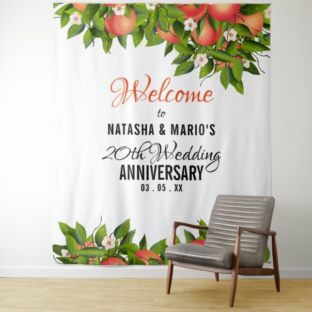 Tapete De Parede Fundo de casamento com frutas de pêssego (In Situ)