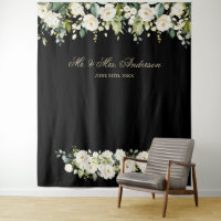 Fundo de casamento de flores brancas para cabine d