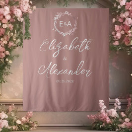 Tapete De Parede Fundo de Casamento de Monograma Rosa