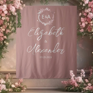 Tapete De Parede Fundo de Casamento de Monograma Rosa
