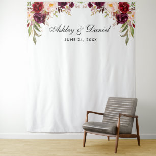 Tapete De Parede Fundo de Casamento Floral Burgundy Adereço de Cabi